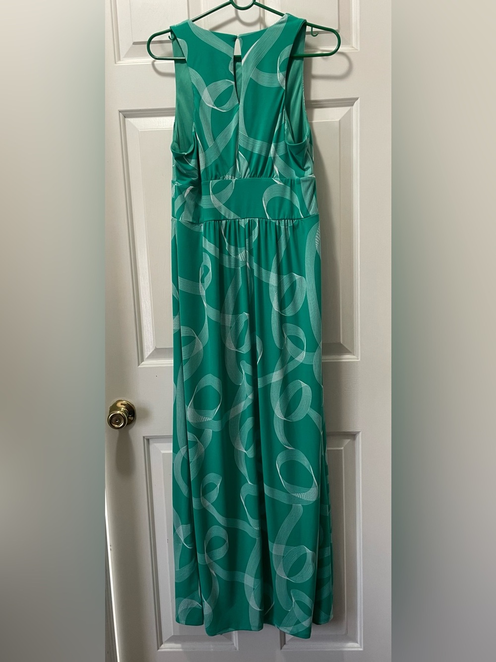 London Times Green & White Geometric Print Maxi Dress size 12 - Picture 5 of 10
